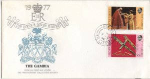 Gambia 346-347 (fdc, two stamps only) Silver Jubilee & visit of Eliz. II (1977)