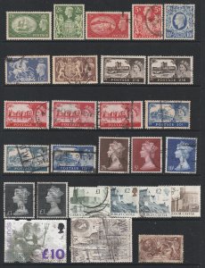 Great Britain a page of used high values Edward to QE2