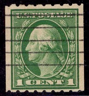 US Stamp #410 1 Cent Washington 8.5 Coil Used SCV $12.50