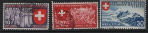 SWITZERLAND 253-255, (3)SET, ITALY, USED, 1939 Deputation of trades, swiss fam.