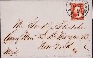 US 10a TyII True Orange Brown Saint Louis Mo/3   Oct 3 1851 to NY Contents