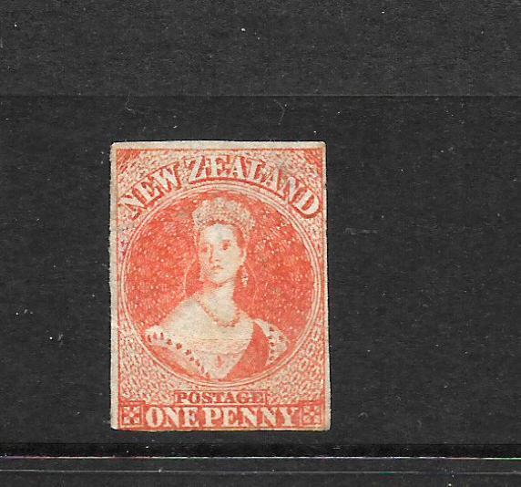 NEW ZEALAND  1862-64  1d     FFQ  MNG  IMPERF   SG 33  CP a1e2 CHALON