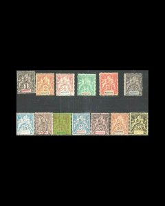 VINTAGE:MAYOTTE,LOT B90,1892-1907, SCOTT 1-20,OG,LH,