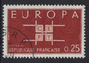 France   #1074  1963  Used Europa 25c.