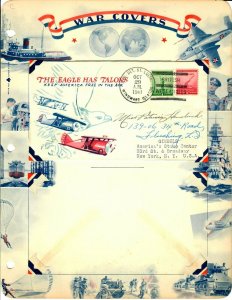 PCc U.S.WW11 Pat. Cover The Eagle Has Talons 1941 Windward Is. Page War Covers