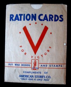 US - WWII RATION BOOK HOLDER W/3 BOOKLETS/NOS 1,2&3 W/STAMPS