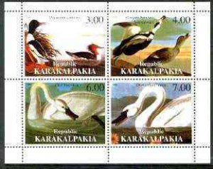 KARAKALPAKIA - 1999 - John Audubon Birds - Perf 4v Sheet - Mint Never Hinged