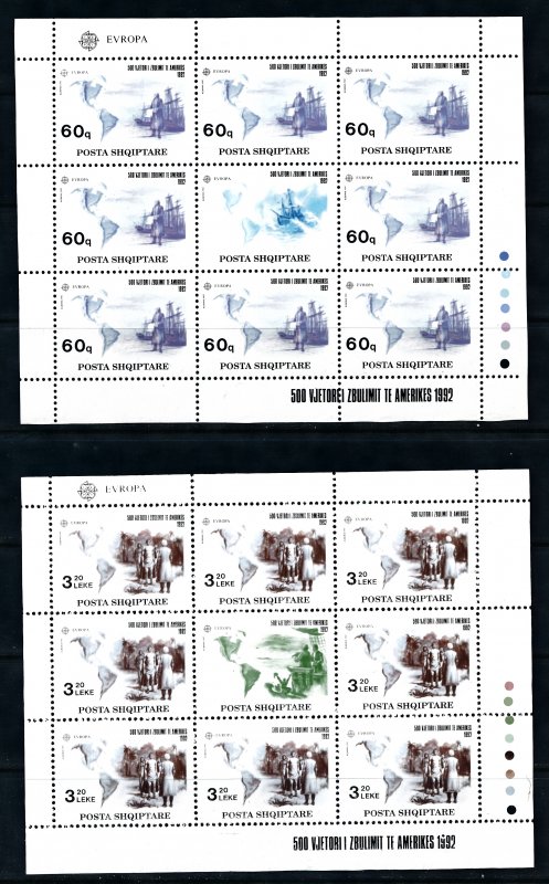 [HIPG2176] Albania 92 America Discovery the 2 sheets of 8 VF MNH value $45