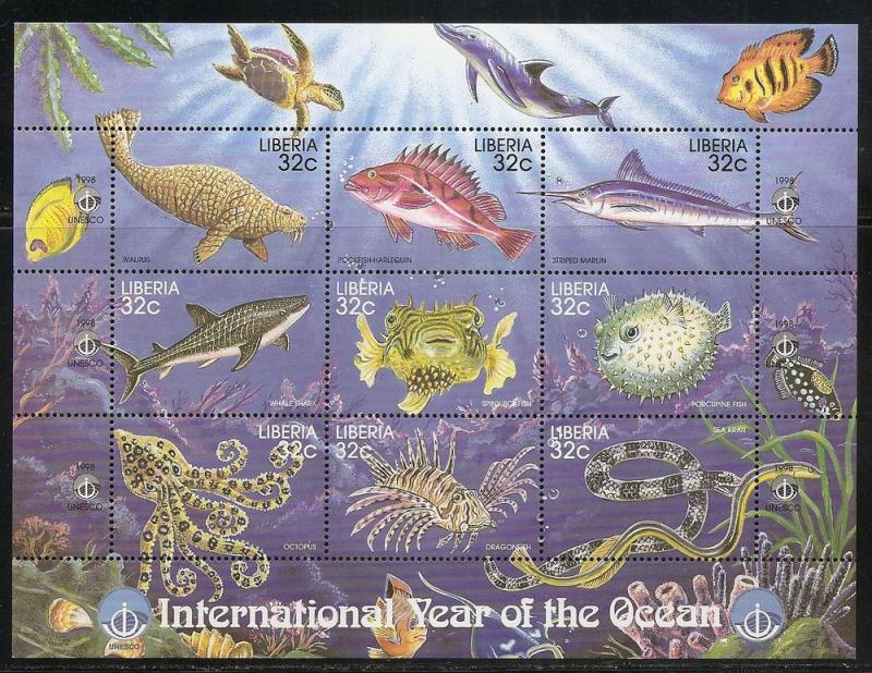 Liberia 1358 1998 Marine Life m/s MNH