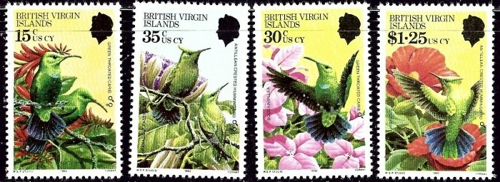 British Virgin Is 422-25 MNH 1982 Hummingbirds (ak5702)