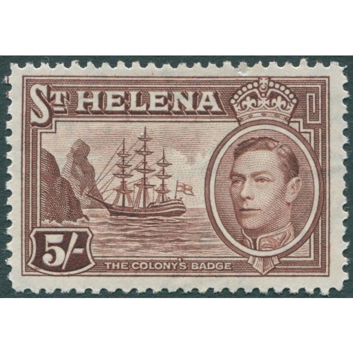 St Helena 1938 5s chocolate SG139 unused