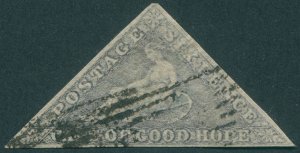 Cape of Good Hope 1862 6d slate-lilac on blued paper SG7c used