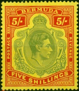 Bermuda 1939 5s Pale Green & Red-Yellow SG118a V.F VLMM