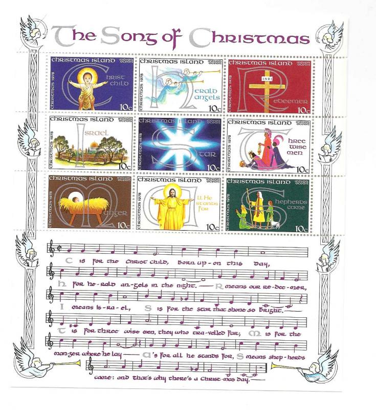 1978 CHRISTMAS CHRISTMAS ISLAND S/S MNH COMPLETE SET