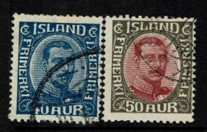 Iceland SC# 124 and 125, Used, Hinge Remnant - Lot 040217