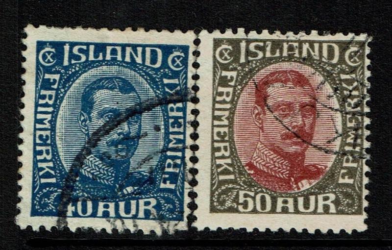 Iceland SC# 124 and 125, Used, Hinge Remnant - Lot 040217