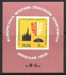 POLAND 1963 European Basketball Championships Souvenir Sheet Sc 1165 MNH