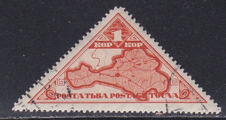 Tannu Tuva # 54, Map of Tuva, Used, 1/3 Cat.