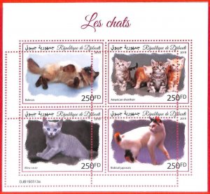 A3883 - DJIBOUTI - ERROR MISPERF, Miniature sheet: 2019, Cats, Kittens