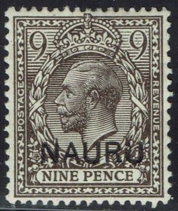 NAURU 1916 KGV 9D SHORT N VARIETY