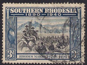 Southern Rhodesia 1940 KGV1 3d Rhodes make peace Used SG 57 ( D515 ) 