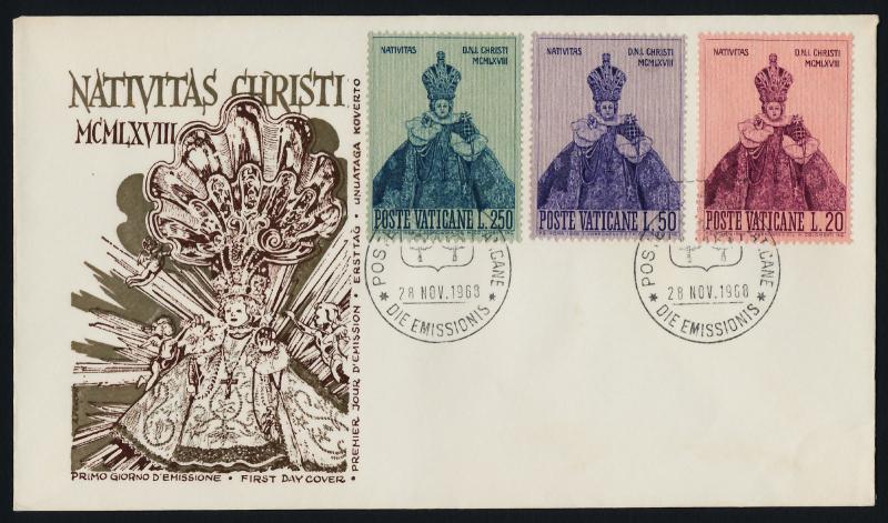 Vatican 464-6 on FDC - Holy Infant of Prague, Nativitas Christi Cachet