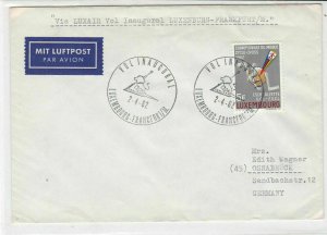 Luxembourg 1962 Airmail First Flight Lion Slogan Cancels  Stamps Cover ref 22738