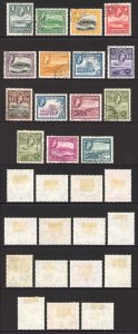 Antigua SG120a/34 QEII 1953/62 Part Set of 14 Wmk Mult Script CA Used