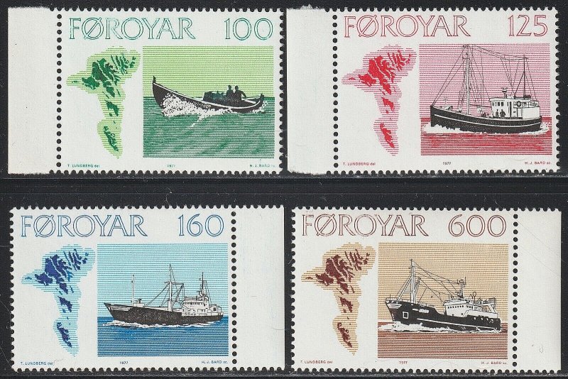 EDSROOM-13996 Faroe Islands 24-27 MNH 1977 Complete Ships CV$7.65