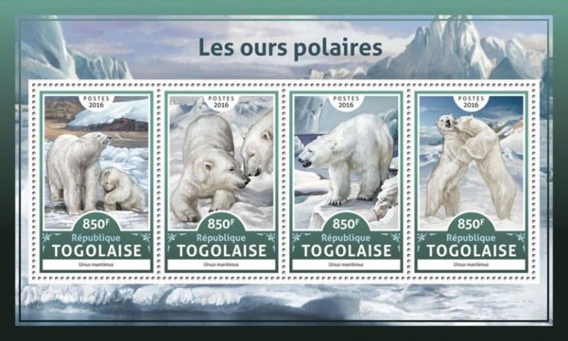 Polar Bears Animals Fauna Togo MNH stamp set