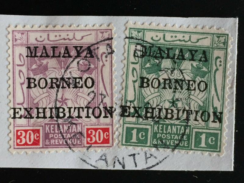 Malaya 1922 Kelantan MBE opt 1c & 30c on paper SG#37 & 32 CV£135 M2197