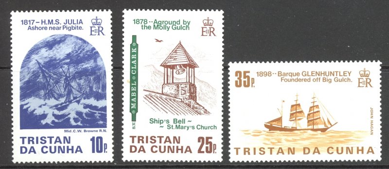 Tristan Da Cunha Sc# 368-370 MNH 1985 Shipwrecks