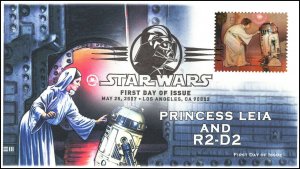 AO-4143f-4, 2007, Star Wars, BW Pictorial, Add On Cachet, Princess Leia, R2-D2,