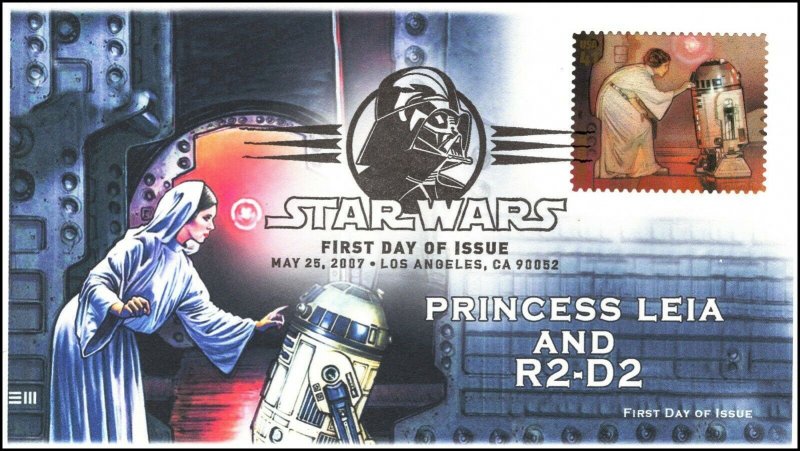 AO-4143f-4, 2007, Star Wars, BW Pictorial, Add On Cachet, Princess Leia, R2-D2,