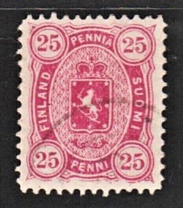 Finland 1881 Knife-wielding Lion on Sled (25pen, Pf.12.5, Rose) F.Used CV$12
