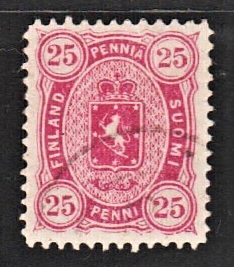 Finland 1881 Knife-wielding Lion on Sled (25pen, Pf.12.5, Rose) F.Used CV$12