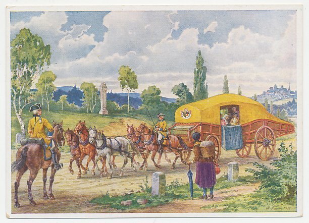 Postal stationery Germany 1938 Mail coach - Horse - Stamp show Dresden