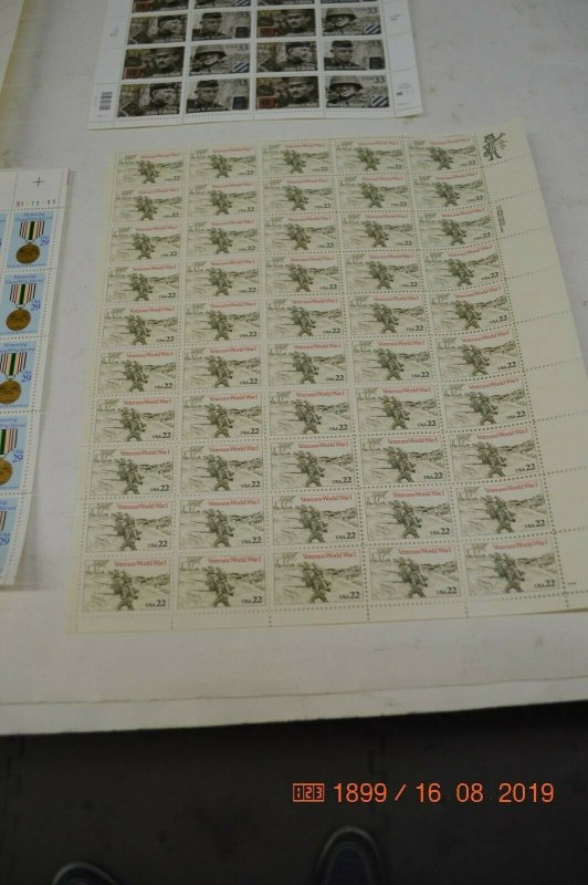 4 mnh sheets  WWI, Distinquished Soldiers, Those Who Served, Medal of Honor