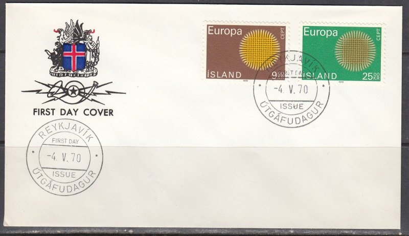 Iceland Scott 420-1 FDC - 1970 Europa Issue