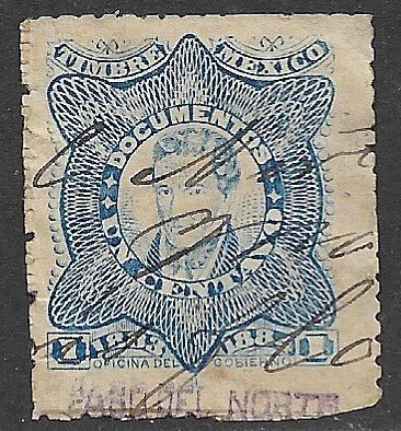 MEXICO REVENUES 1883 1c Mora DOCUMENTARY TAX PASO DEL NORTE Control Used DO95