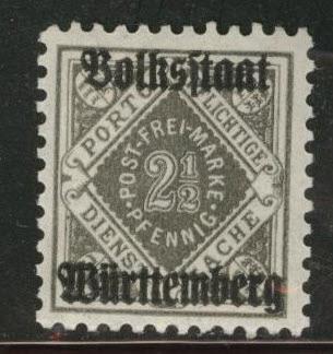 Germany State Wurttemberg Scott o43 MH* 1919 official 
