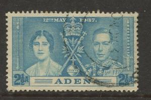 ADEN - Scott 14 - Coronation Issue - 1937- Used - Single 2.1/2a Stamp