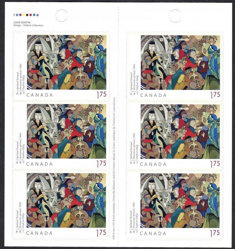 Canada #2439a $1.75 Spiritual Renewal by Daphne Odjig (2011). Booklet of 6. MNH