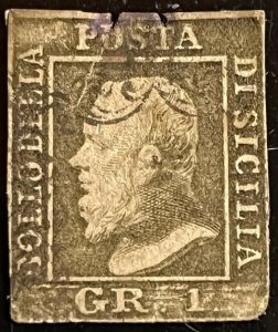 Italian State Two Sicilies Sicily Scott# 12b Used Avg Thin Cat $150.00