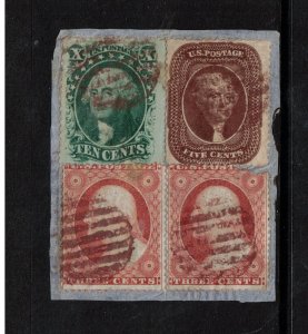 USA #30a #35 Used On Piece Along With Two #26