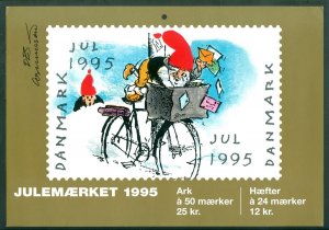 Denmark. Christmas Seal. 1995. 1 Post Office,Display,Advertising Sign. Mail Bike