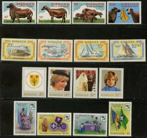 Barbados Sc # 566-9,577-80,585-93 1982 Vier Komplette Sets & 1 S Og Mint Hinged