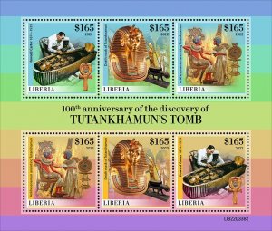 LIBERIA - 2022 - Tutankhamun's Tomb - Perf 6v Sheet - Mint Never Hinged