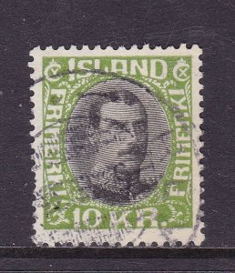 Iceland Scott 187, 1931 KCX 10k Redrawn. VF Used. Scott $210