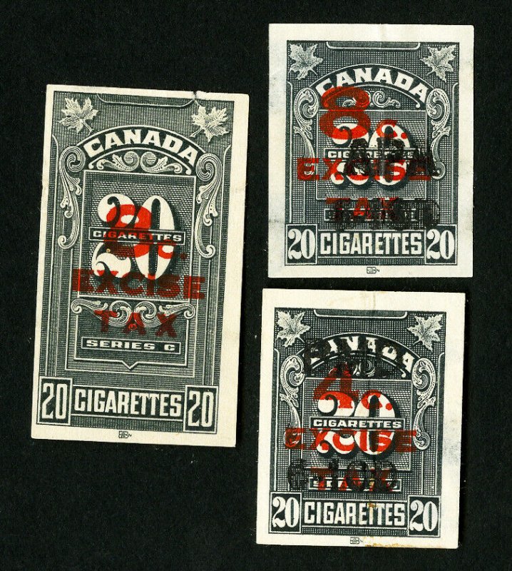 Canada Stamps VF Lot of 3 Cigarette Revenues